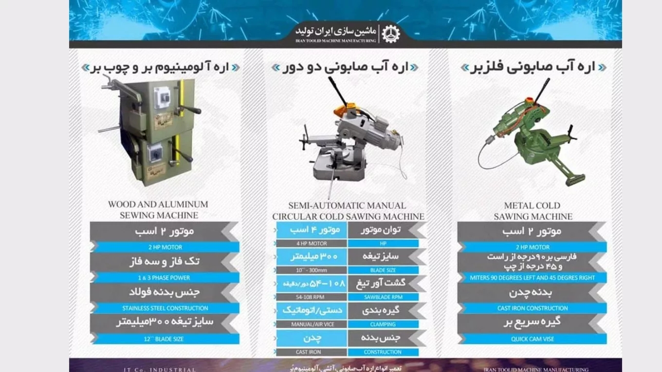 تولید و تعمیر اره آب صابونی ماشین سازی ایران تولید در تهران